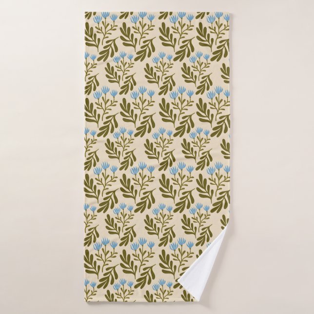 Conjunto De Toalhas  Calm and Natural: Blue Flower Seamless Pattern (Toalha de Banho)