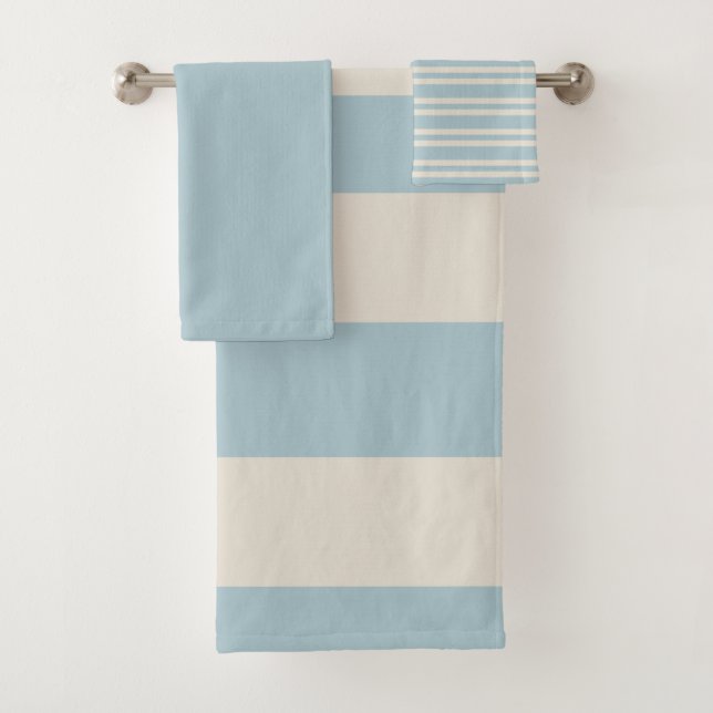 Conjunto De Toalhas Calma Costeira Moderna Azul e Branco (Insitu)