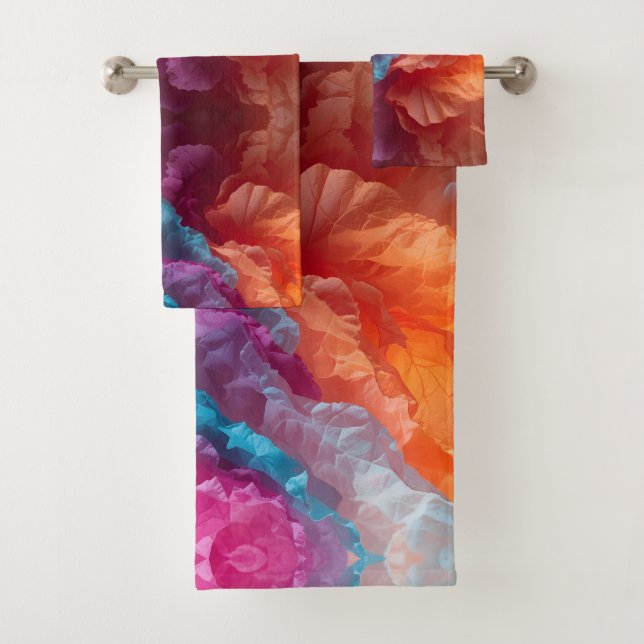 Conjunto De Toalhas Camadas de Papel de Seda Abstratas Luminosas (Insitu)