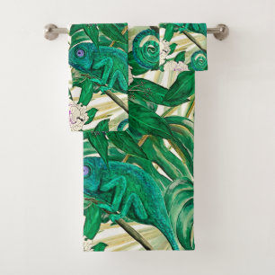 Conjunto De Toalhas Camélias & camaleões tropicais