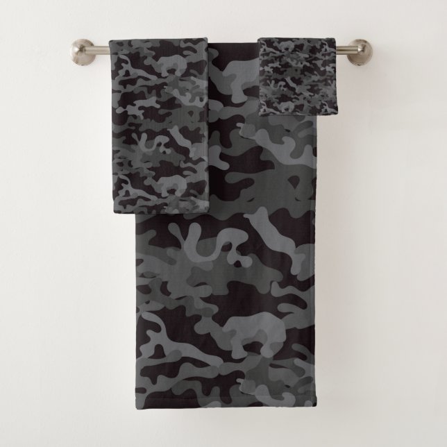 Conjunto De Toalhas CAMO Cinza e preto  (Insitu)