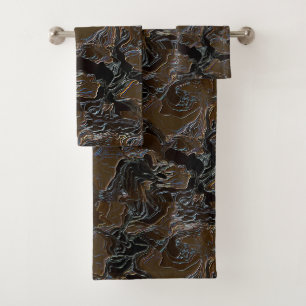 Conjunto De Toalhas Camouflage castanho metálico