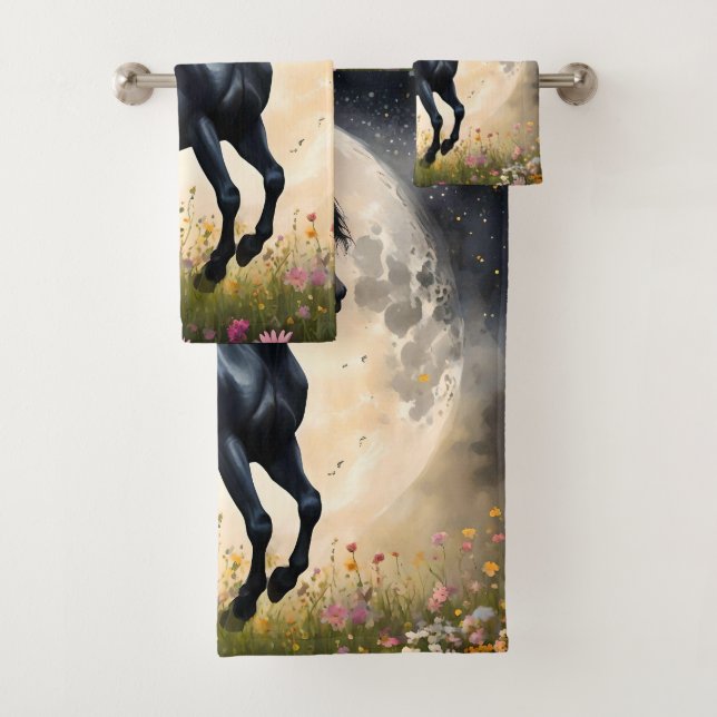 Conjunto De Toalhas Campo da Flor da Lua de Cavalo Negro, (Insitu)