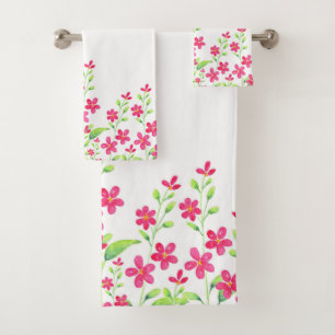 Conjunto De Toalhas Campo de Brilhos de Aquarela Rosa Profundo