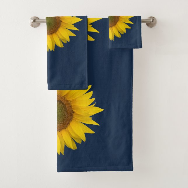 Conjunto De Toalhas Campo Floral Girassóis Marinho de Verão Azul (Insitu)