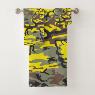Conjunto De Toalhas Camuflagem Amarela e Marrom, Militar, Exército