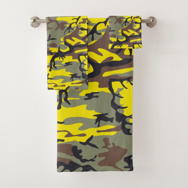 Conjunto De Toalhas Camuflagem Amarela e Marrom, Militar, Exército (Insitu)