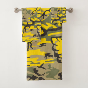 Conjunto De Toalhas Camuflagem Amarela e Verde, Militar, Exército