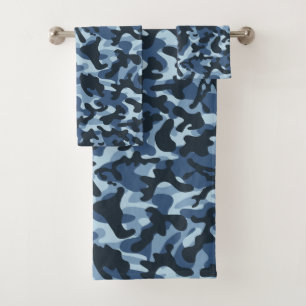Conjunto De Toalhas Camuflagem Azul
