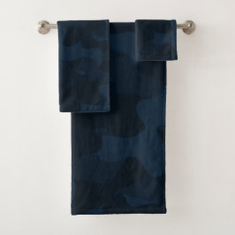 Conjunto De Toalhas Camuflagem Azul Escuro Abstrato