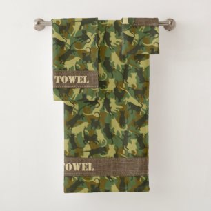 Conjunto De Toalhas Camuflagem Cats Woodland
