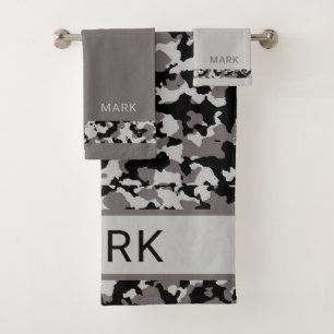 Conjunto De Toalhas Camuflagem Personalizada de Cinzas Militares