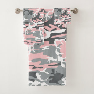 Conjunto De Toalhas Camuflagem rosa e Cinza, Militar, Exército