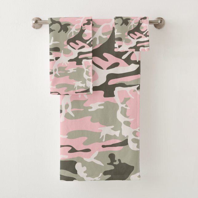 Conjunto De Toalhas Camuflagem rosa e verde, Militares, Exército (Insitu)