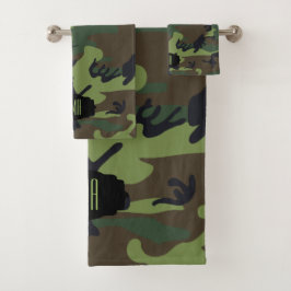Conjunto De Toalhas Camuflagem Verde do Monograma
