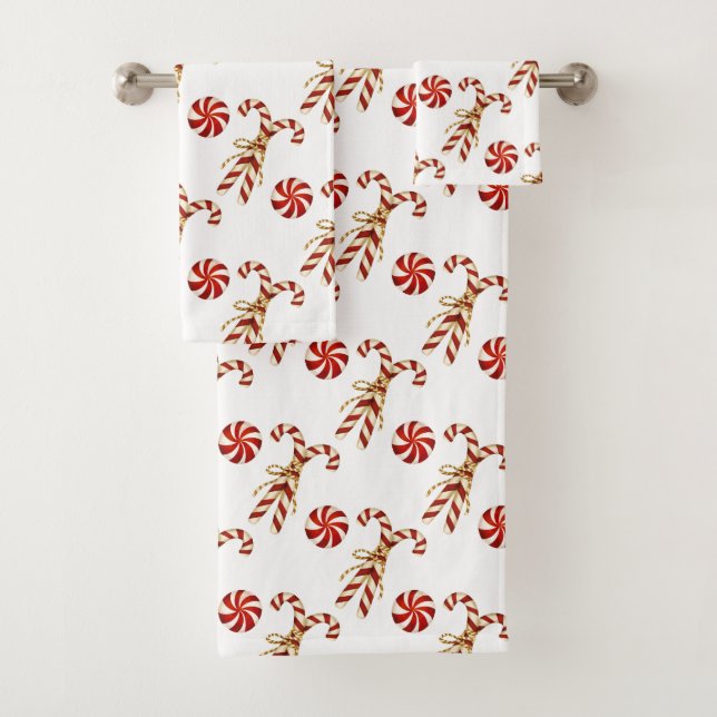 Conjunto De Toalhas Canas de Pimenta-de-menta-Pimenta de Canas Vermelh (Insitu)