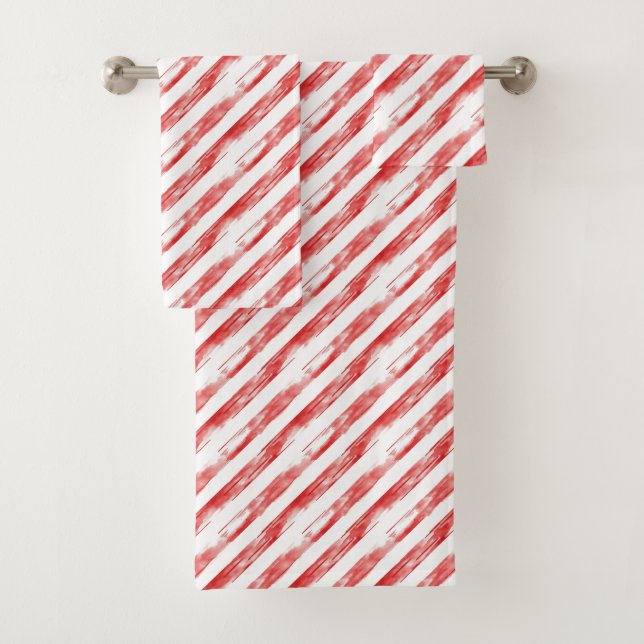 Conjunto De Toalhas Candy Cane Red Strips Natal (Insitu)