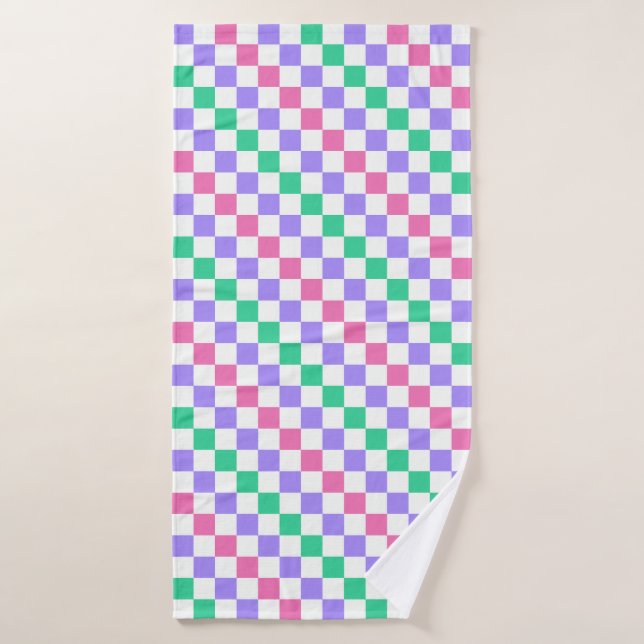Conjunto De Toalhas Candy shop diagonal checkerboard pattern (Toalha de Banho)