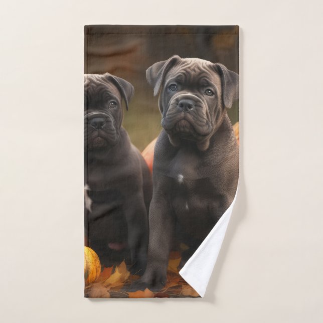 Conjunto De Toalhas Cane Corso Puppy Autumn Delight Pumpkin (Toalha de mão)