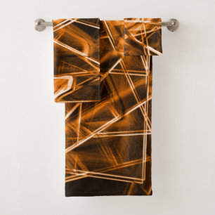 Conjunto De Toalhas Cantos quadrados e pontos laranja "neon"