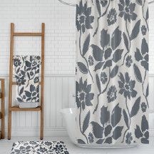 Canvas de Creme Floral Azul Escuro Elegante