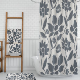 Conjunto De Toalhas Canvas de Creme Floral Azul Escuro Elegante