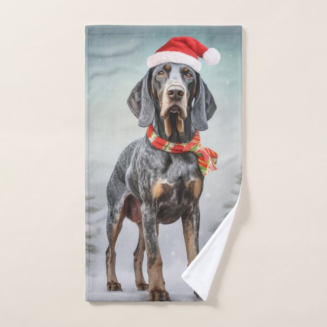 Conjunto De Toalhas Cão Bluetick Coonhound na Neve Natal  (Toalha de mão)