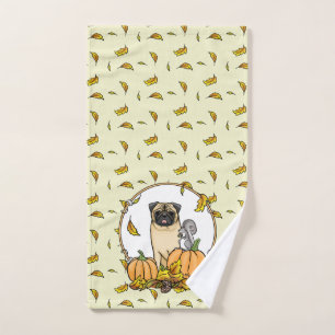 Conjunto De Toalhas Cão Cachorro Queda (esmaecido) Pumpkins deixa-se