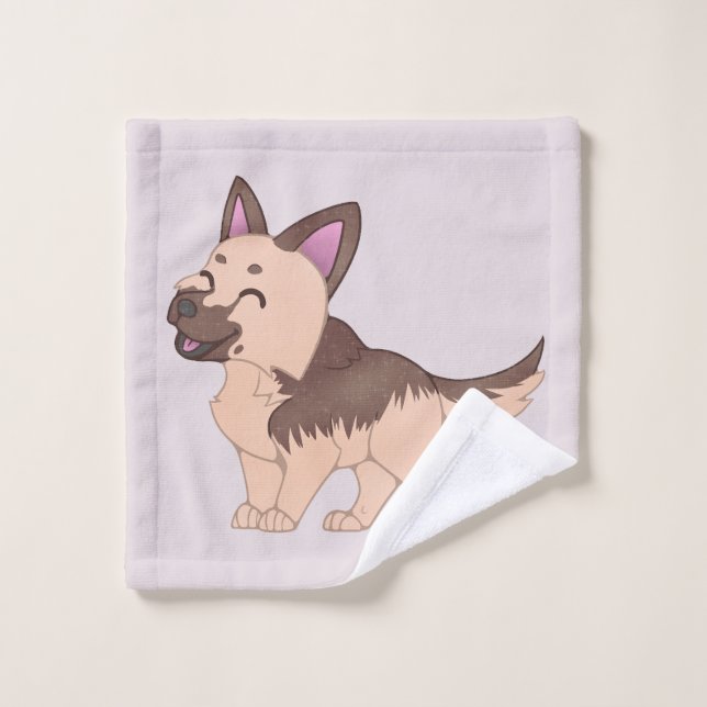 Conjunto De Toalhas Cão German shepherd Kawaii (Pano de lavar)