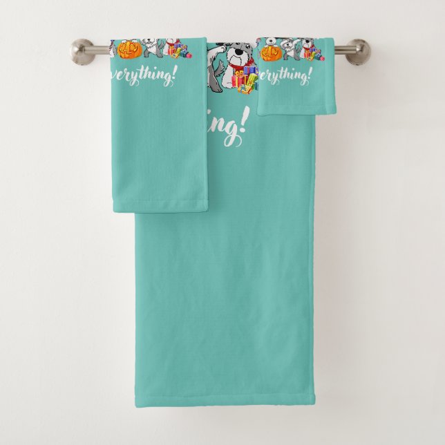 Conjunto De Toalhas cão schnauzer feliz tudo graças ao Natal (Insitu)