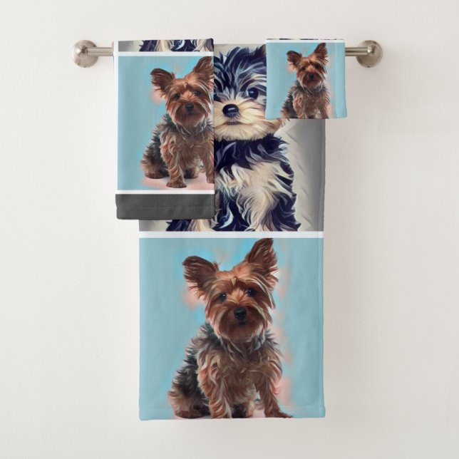 Conjunto De Toalhas Cão Yorkie Yorkshire (Insitu)