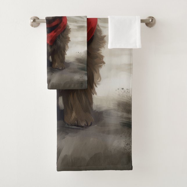 Conjunto De Toalhas Cão Yorkipoo na Neve Natal (Insitu)