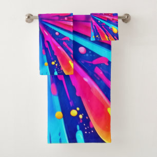 Conjunto De Toalhas Caos Coloridos: Abstrato de Arte com Pinta Splatte