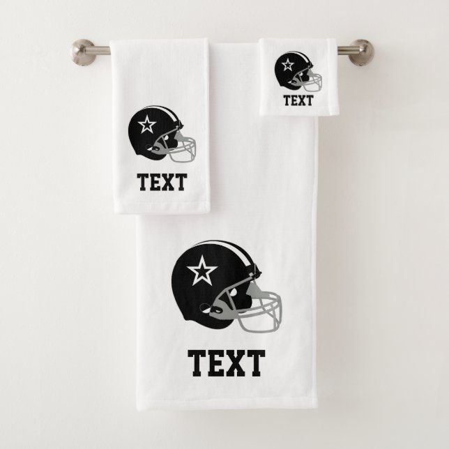 Conjunto De Toalhas Capacete de Futebol Americano Preto & Texto em Bra (Insitu)