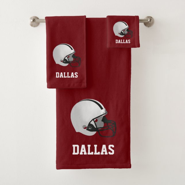 Conjunto De Toalhas Capacete de Futebol Americano & Texto em Marrom (Insitu)