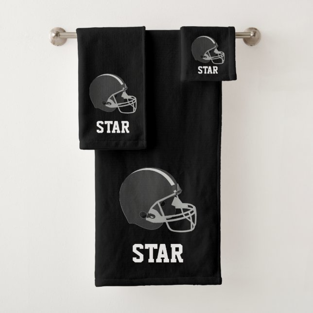 Conjunto De Toalhas Capacete de Futebol Americano & Texto em Preto (Insitu)