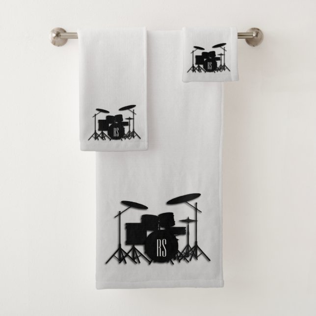 Conjunto De Toalhas Capas de iphone Monograma Do Drum Set Silver Case- (Insitu)