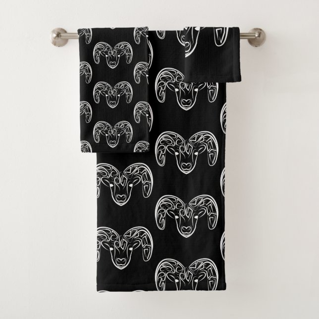 Conjunto De Toalhas Capim/ovelha, tribal, preto e branco (Insitu)