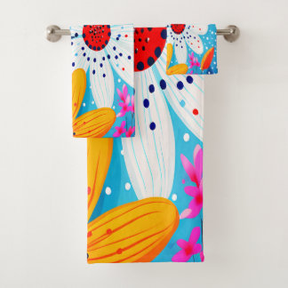 Conjunto De Toalhas Caprichosas Margaridas e Bolinhas Coloridas Retrô