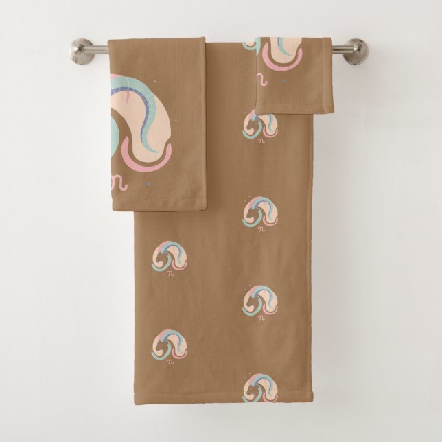 Conjunto De Toalhas CAPRICORN, Design abstrato do Sinal Zodiac, (Insitu)
