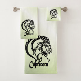 Conjunto De Toalhas Capricórnio o Zodíaco Bode Marinho Verde
