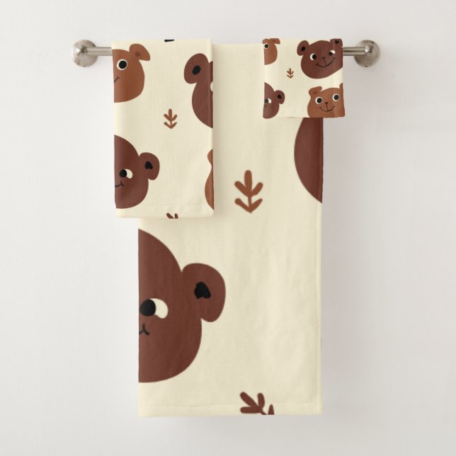 Conjunto De Toalhas Cara de urso engraçada (Insitu)