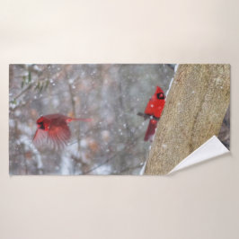 Conjunto De Toalhas Cardeais na neve