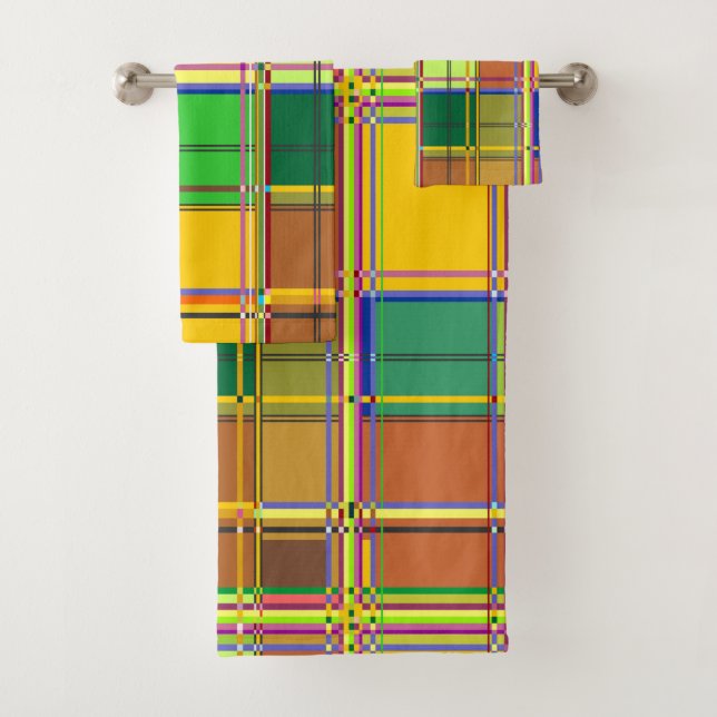 Conjunto De Toalhas Caribbean Colorful Fabric Madras Tartan (Insitu)