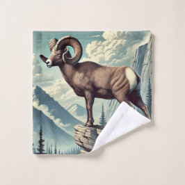 Conjunto De Toalhas Carneiro de Bighorn em um Cultivo Rochoso