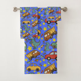 Conjunto De Toalhas Carros de Brinquedo & Dinossauros