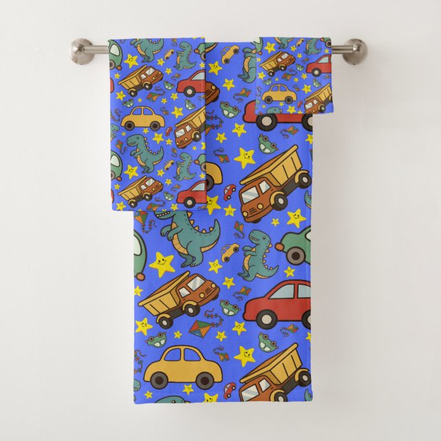 Conjunto De Toalhas Carros de Brinquedo & Dinossauros (Insitu)