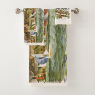 Conjunto De Toalhas Cartaz de viagem da Baía de São Francisco antiga -