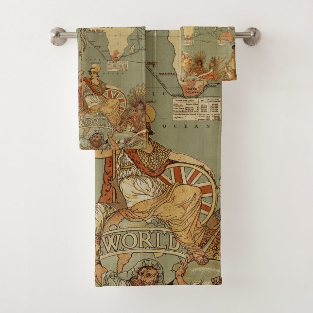 Conjunto De Toalhas Cartaz do Mapa Mundial do Império Britânico de 188 (Insitu)