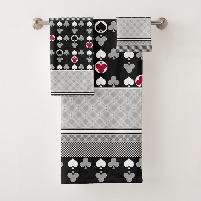 Conjunto De Toalhas Cartões, pôquer, cartões de mesa, banho vermelho e (Insitu)